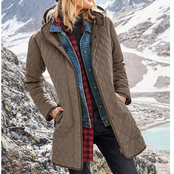 GARNET HILL Essential Quilted Hooded Coat 00 - Picture 1 of 15